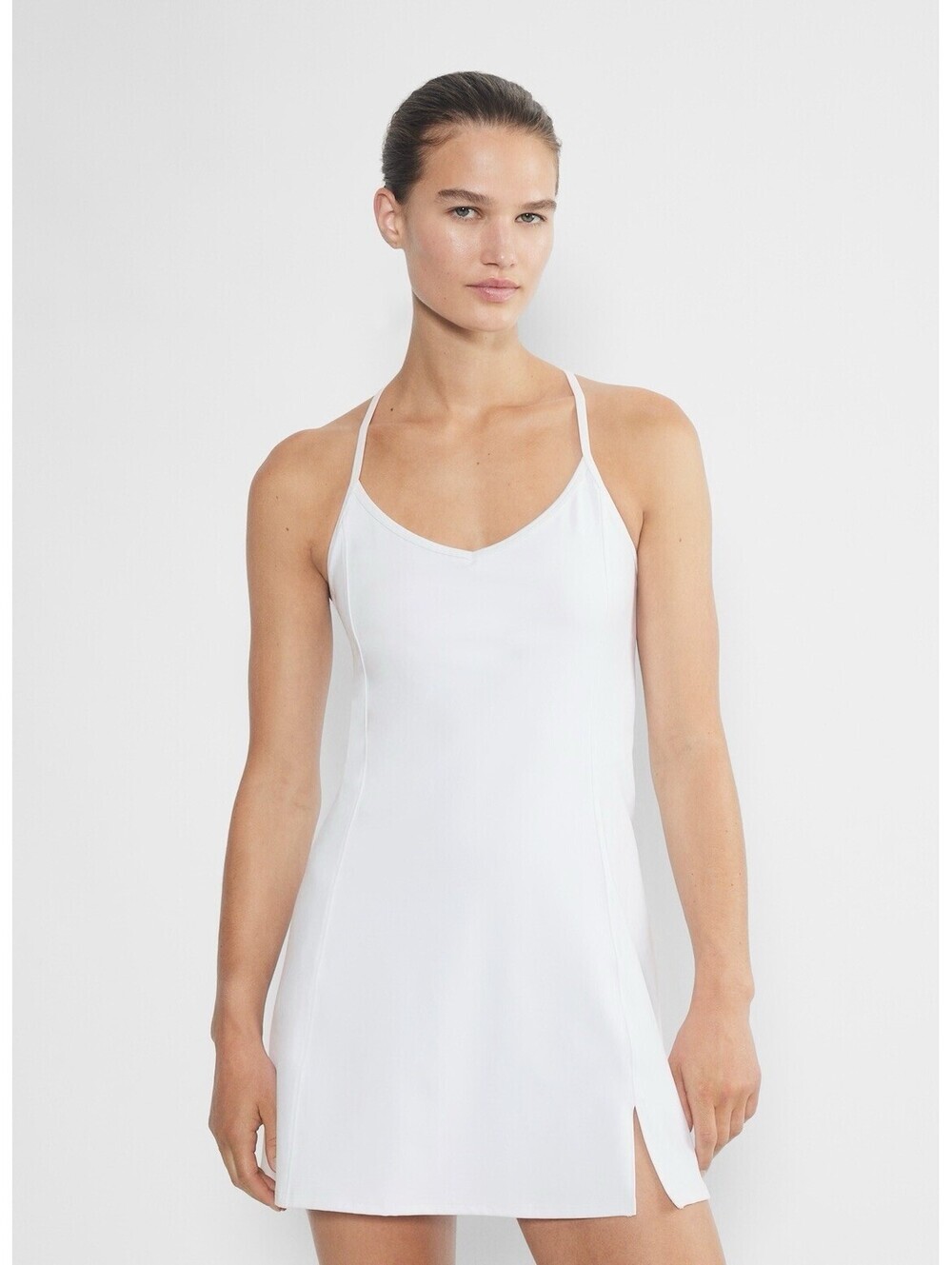 Aritzia tnA Powersculpt Court Mini Dress White Size Medium Golf Tennis EUC